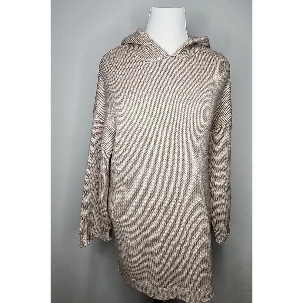 Sablyn Cashmere Oversized Hooded Cable Knit Sweater Dress Womens Size M EUC